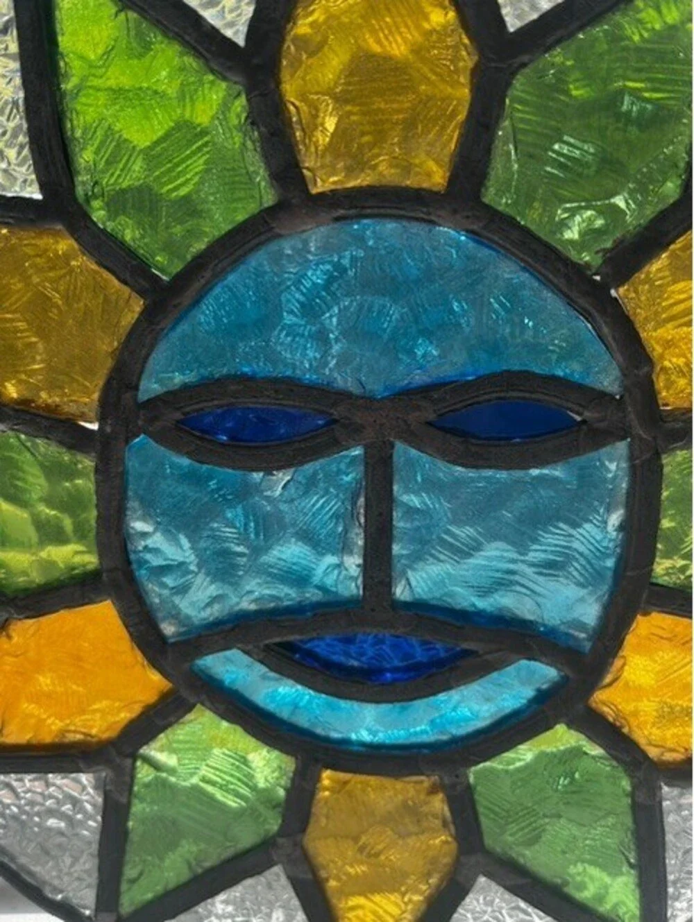 Handmade Stained Glass Sun Face Suncatcher Window Decor